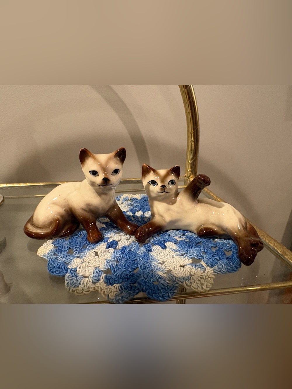 Pair of porcelain Japan Siamese cats